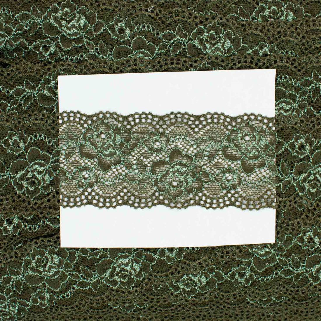 Flower Moss Green & Mint Stretch Lace Trim 5.5cm