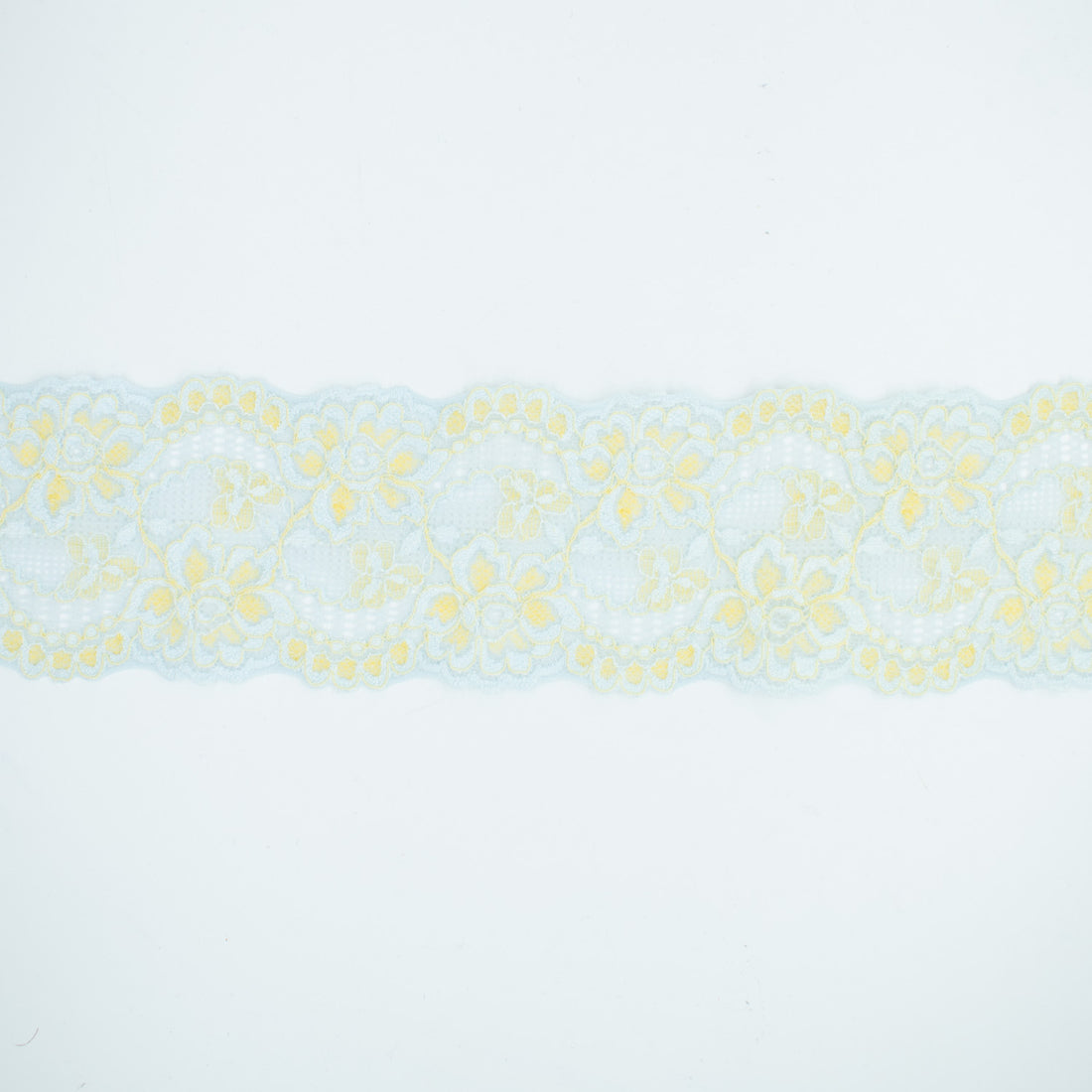 Flower Yellow & Mint Stretch Lace Trim 4.5cm