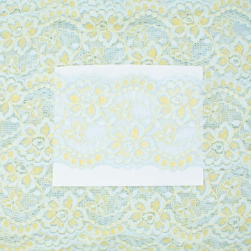 Flower Yellow & Mint Stretch Lace Trim 4.5cm