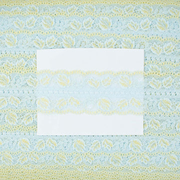 Flower Yellow & Mint Stretch Lace Trim 80mm