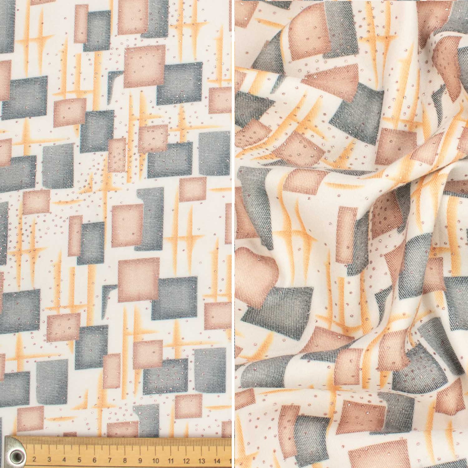 Glitter Printed Cotton Denim