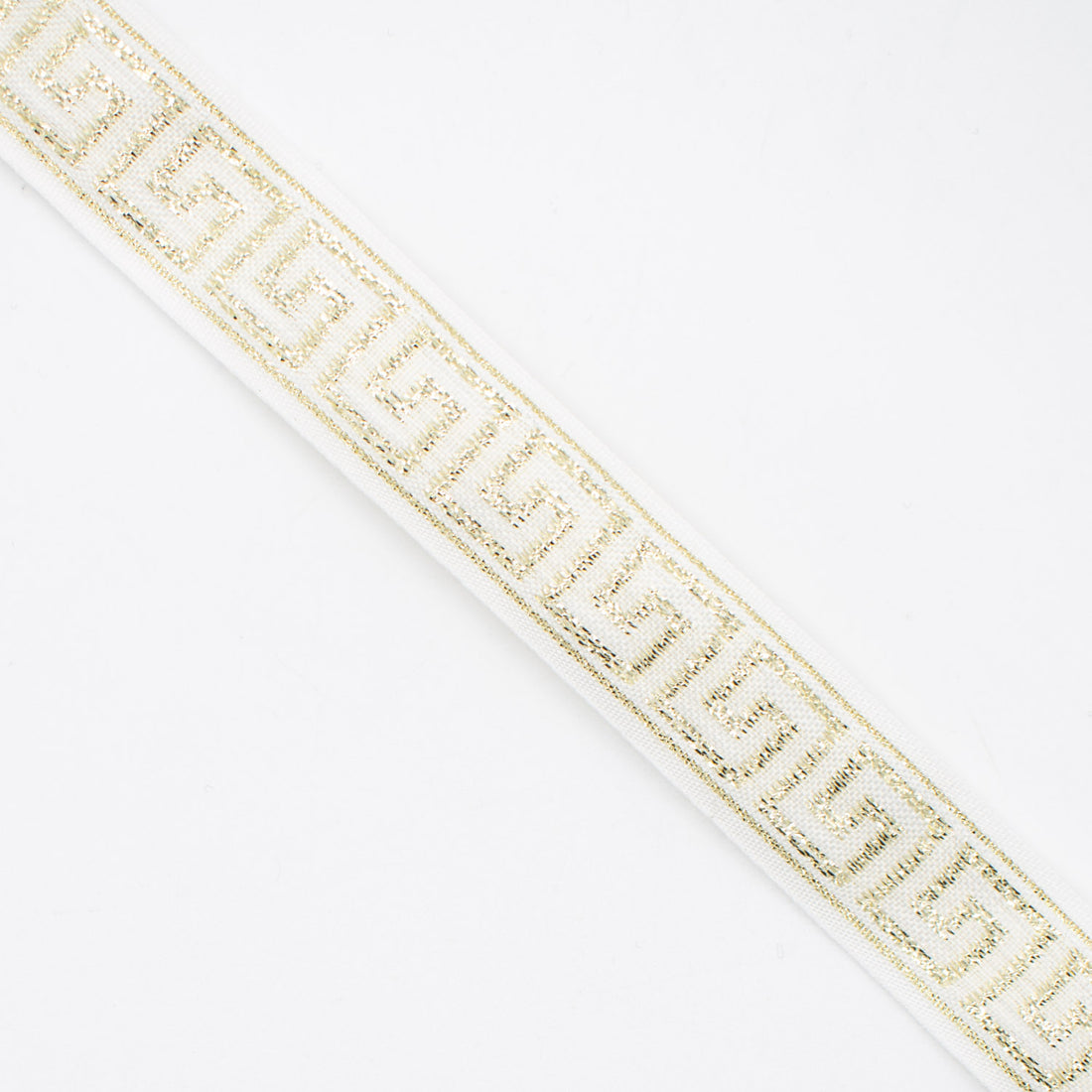 Simplicity White Greek Key Band Trim Embroidered Fancy Ribbon 25mm