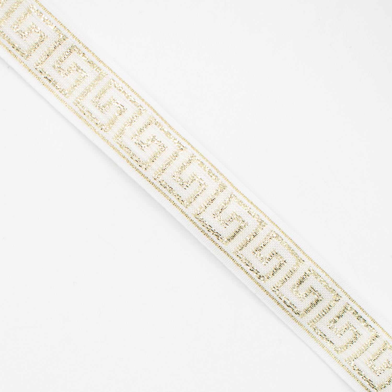 Simplicity White Greek Key Band Trim Embroidered Fancy Ribbon 25mm