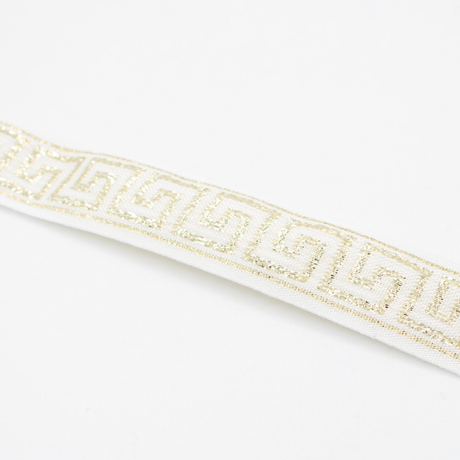 Simplicity White Greek Key Band Trim Embroidered Fancy Ribbon 25mm