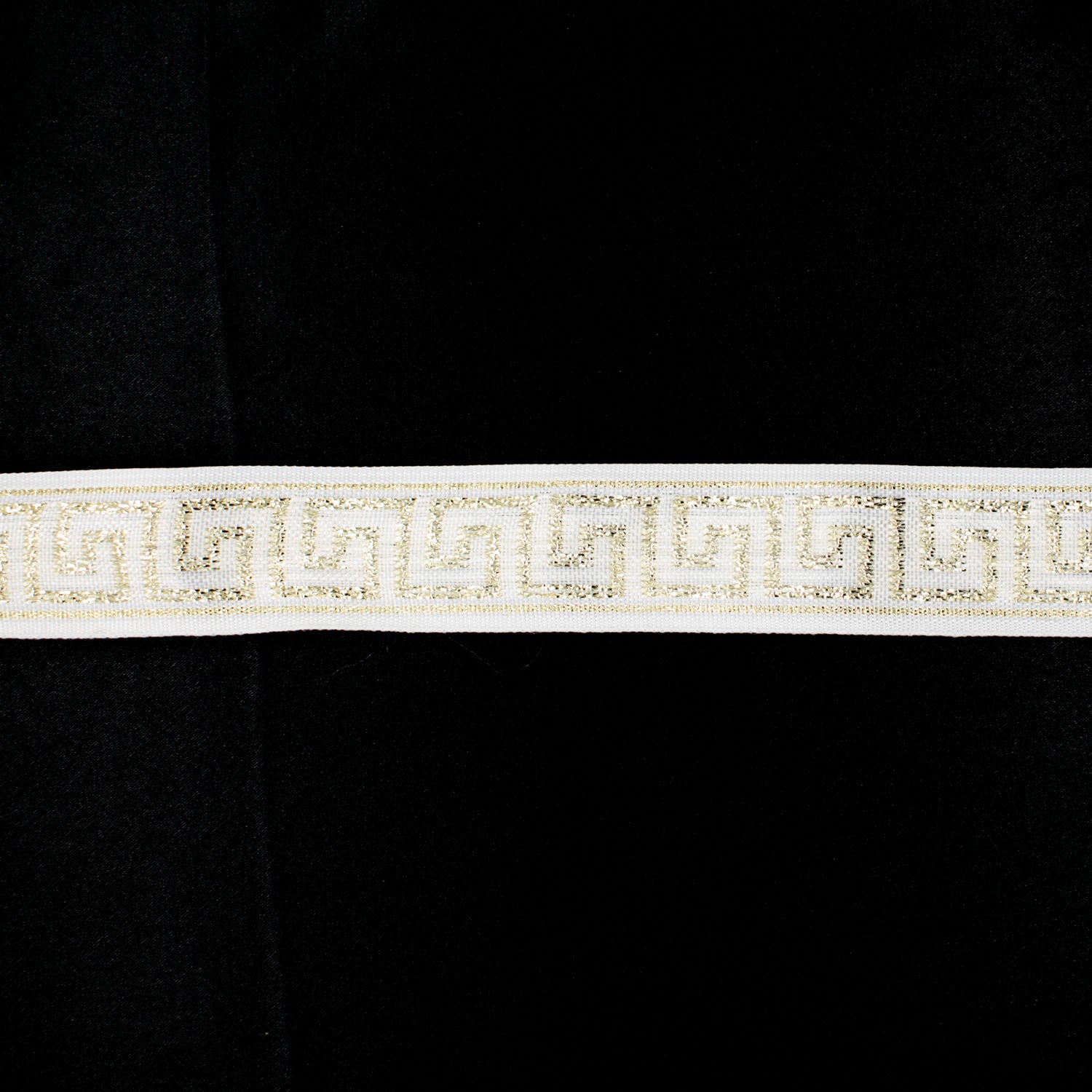 Simplicity White Greek Key Band Trim Embroidered Fancy Ribbon 25mm