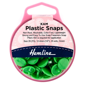 Hemline - Hangsell Kam Plastic Snap - 12.4MM X 25 Sets - GREEN
