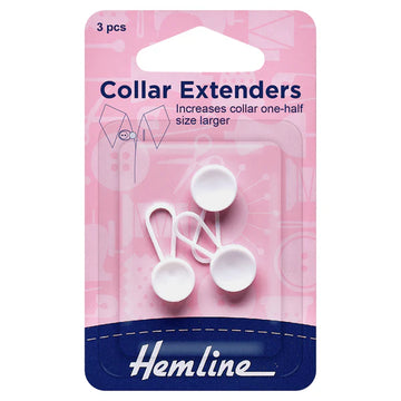 Hemline Collar Extenders - 12MM 3Pcs White