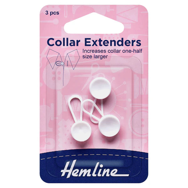 Hemline Collar Extenders - 12MM 3Pcs White