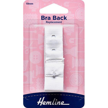Hemline Bra Back Replacement 19mm - White 1 Hook