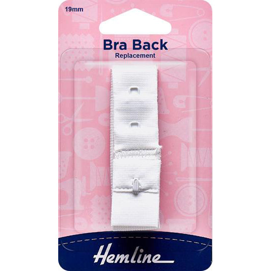 Hemline Bra Back Replacement 19mm - White 1 Hook