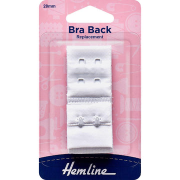 Hemline Bra Back Replacement 28mm - White 2 Hook