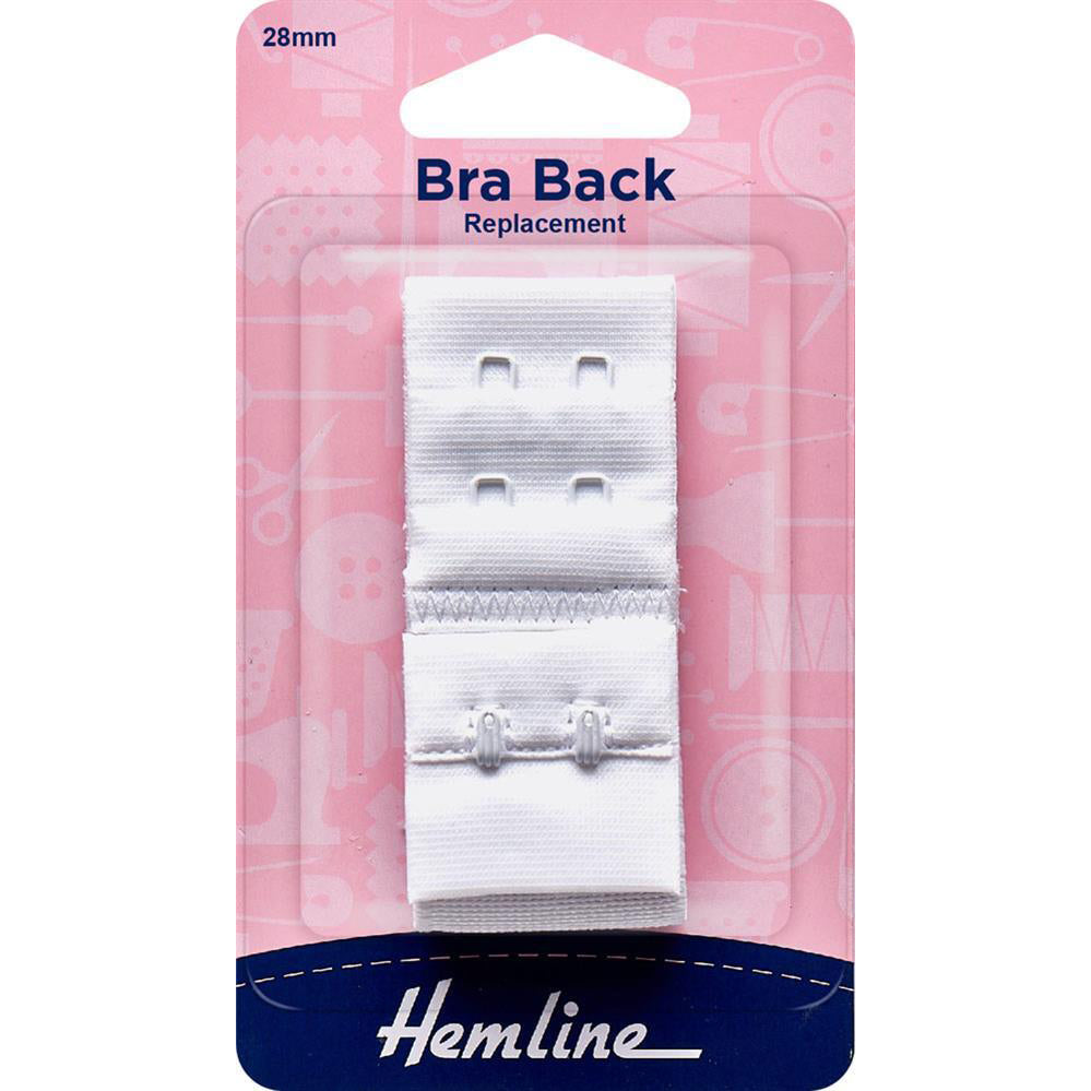 Hemline Bra Back Replacement 28mm - White 2 Hook