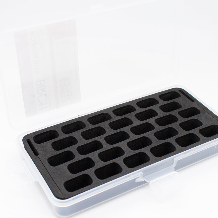 Birch Bobbin Box Black Foam 28 Slots
