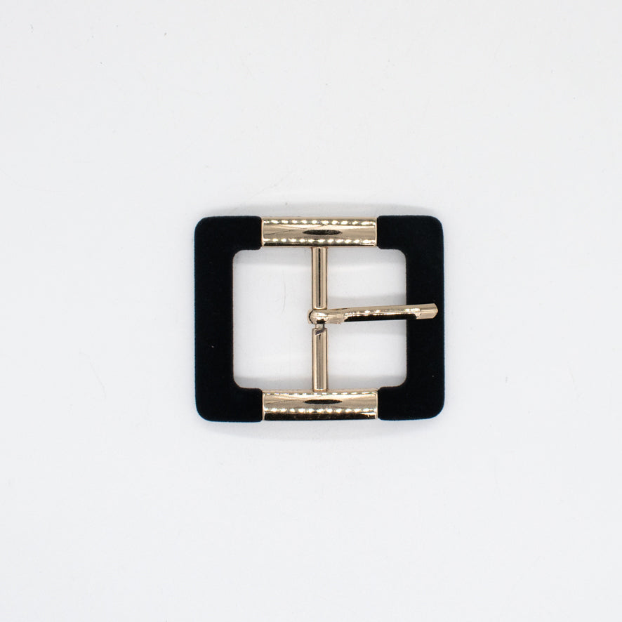 Gold & Black Velvet Square Buckle
