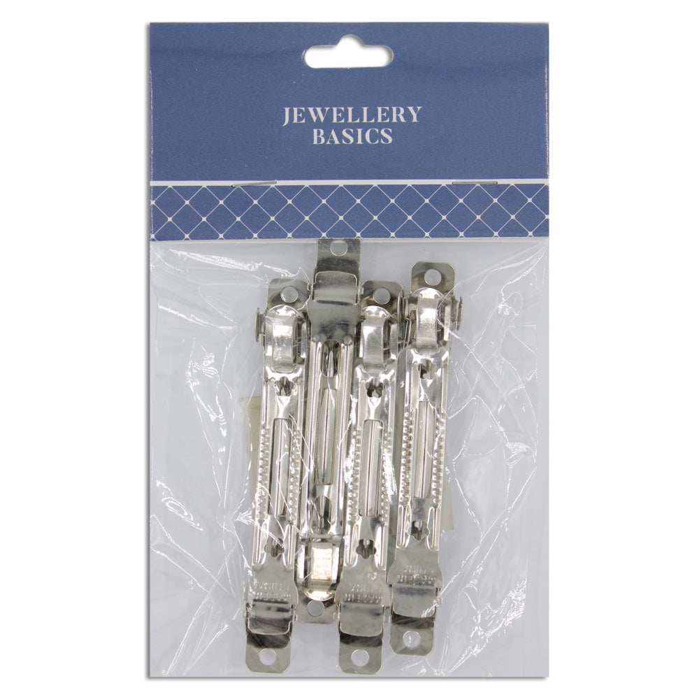 Hair Clasp 77mm Silver 4Pcs