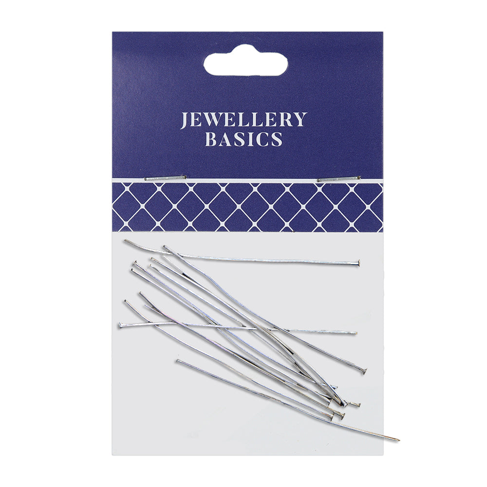 Head Pins 60mm Silver 15Pcs