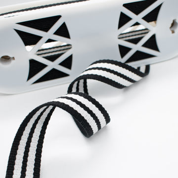 Simplicity Heavy Duty Belting Black and White Webbing 28mm