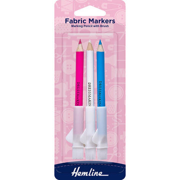 Hemlien Fabric Markers Pencil Dressmaker Set with Brush 3Pcs