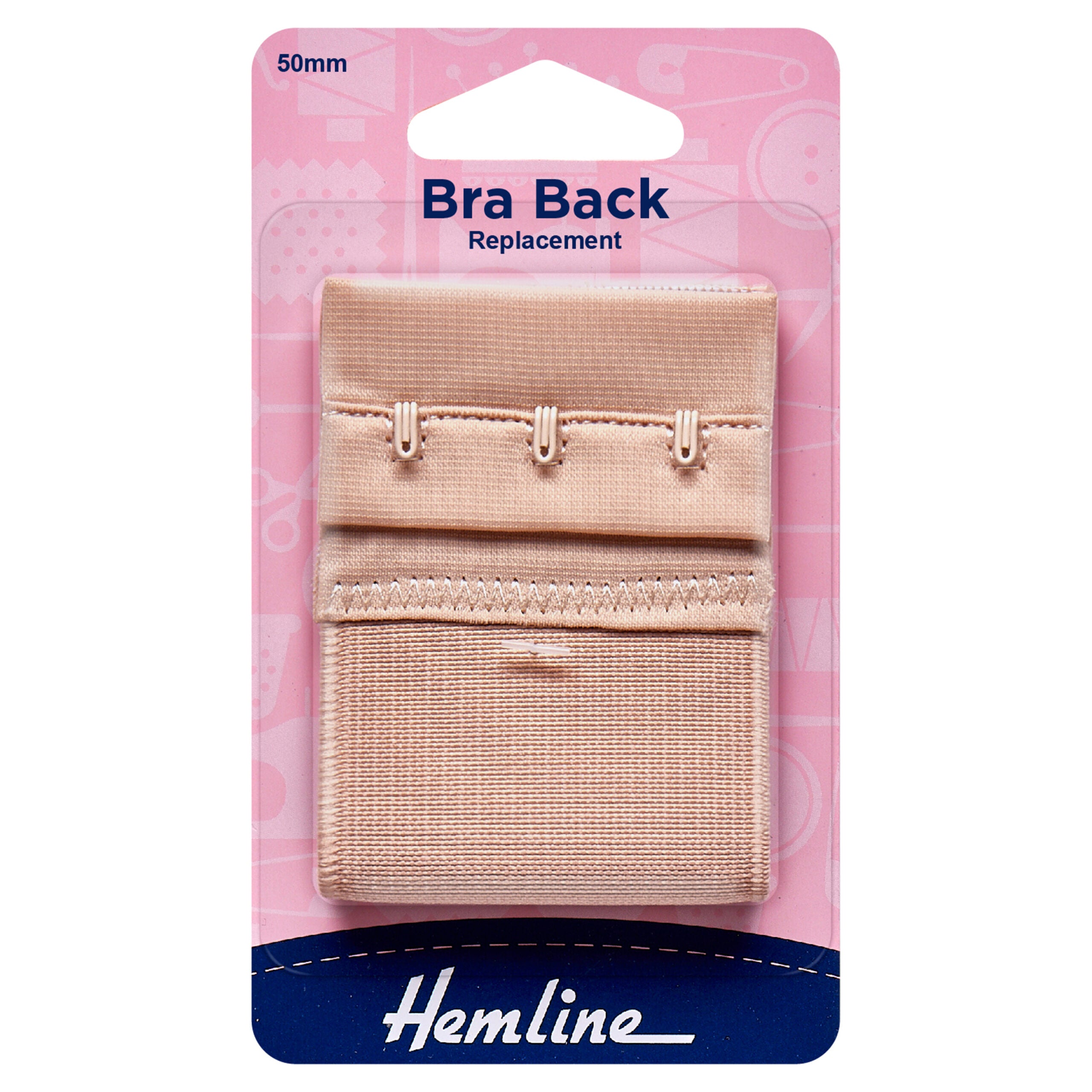 Hemline Bra Back Replacement 50mm - Black 3 Hook