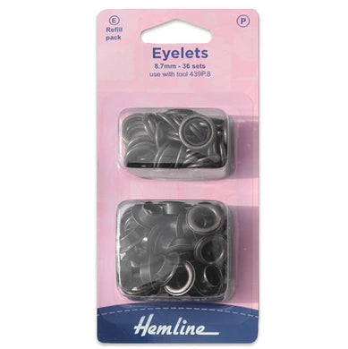 Hemline Eyelets Refill Pack 36pcs - 8.7mm Onyx Black