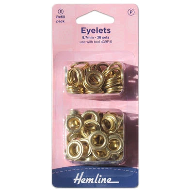 Hemline Eyelets Refill Pack 36pcs - 8.7mm Gold