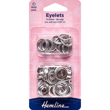Hemline Eyelets Refill Pack 24pcs - 10.5mm Nickel