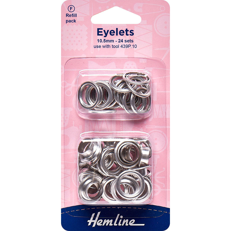 Hemline Eyelets Refill Pack 24pcs - 10.5mm Nickel