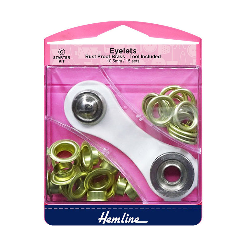 Hemline Eyelets Starter Set 10.5mm - Gold