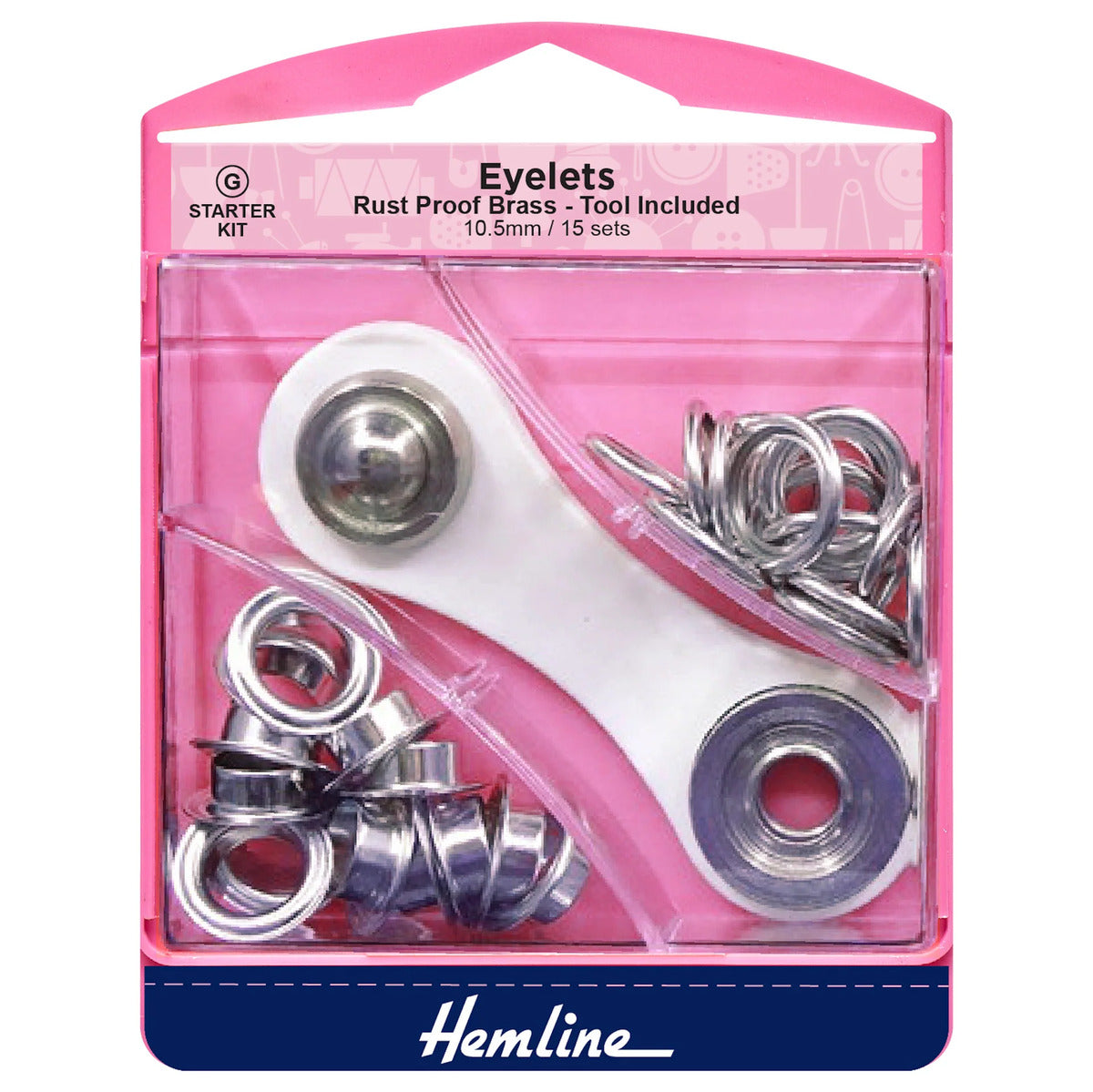 Hemline Eyelets Starter Set 10.5mm - Nickel