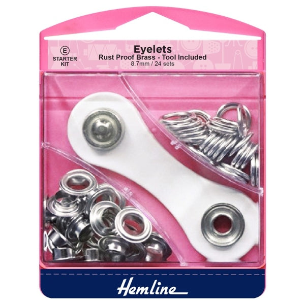 Hemline Eyelets Starter Set 8.7mm - Nickel