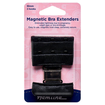 Hemline Magnetic Bra Extenders 50mm 3 Hooks Black