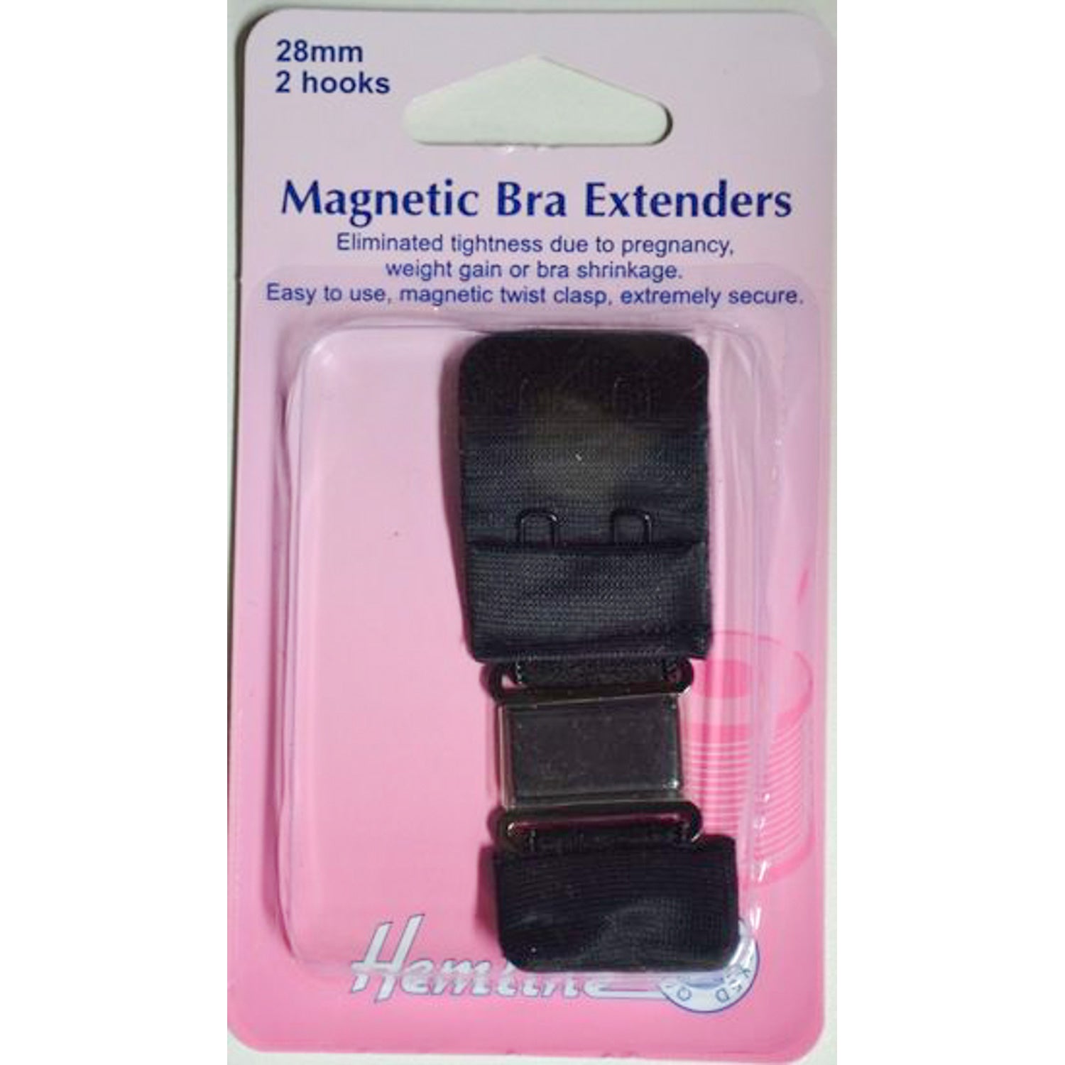 Hemline Magnetic Bra Extenders 28mm 2 Hooks Black
