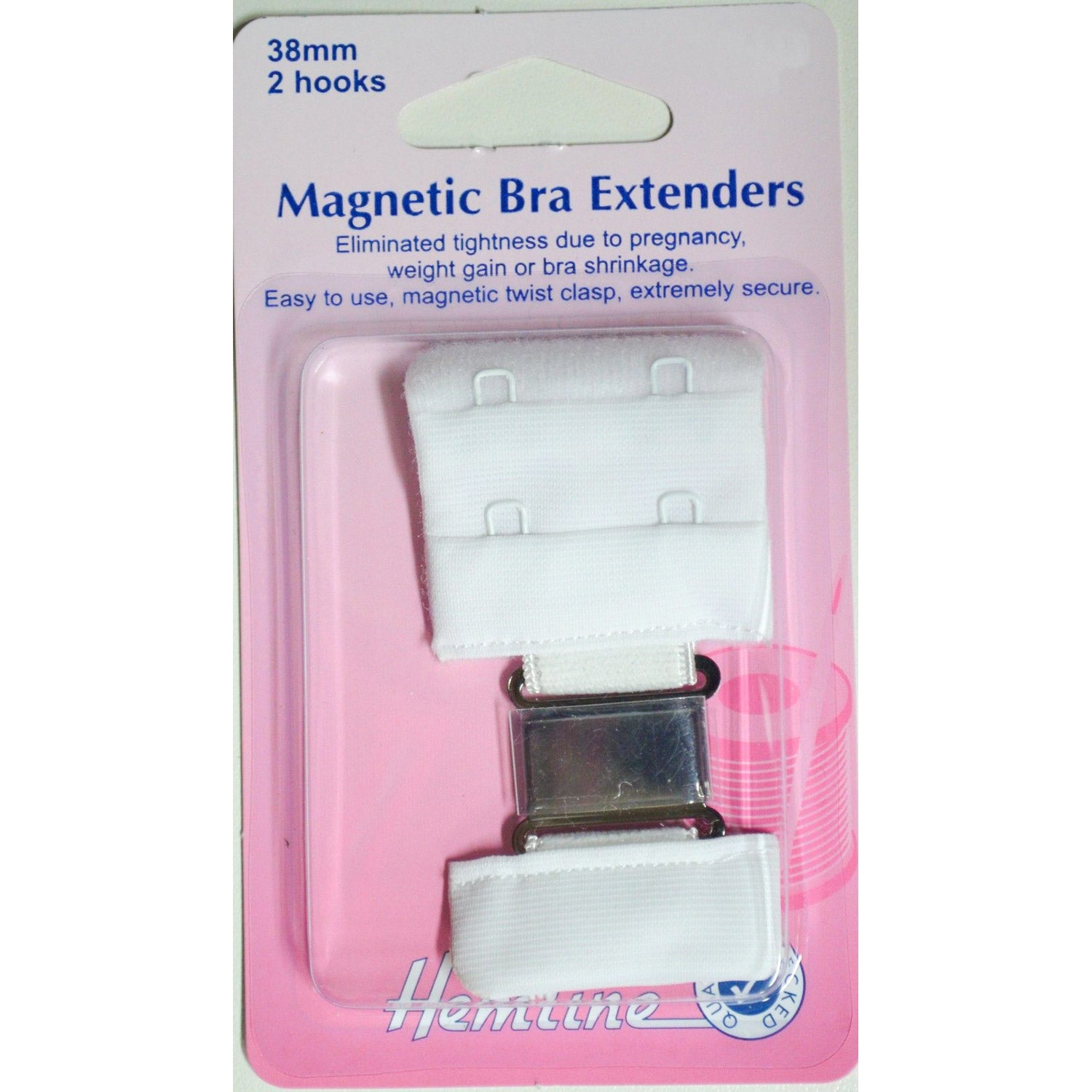Hemline Magnetic Bra Extenders 38mm 2 Hooks White