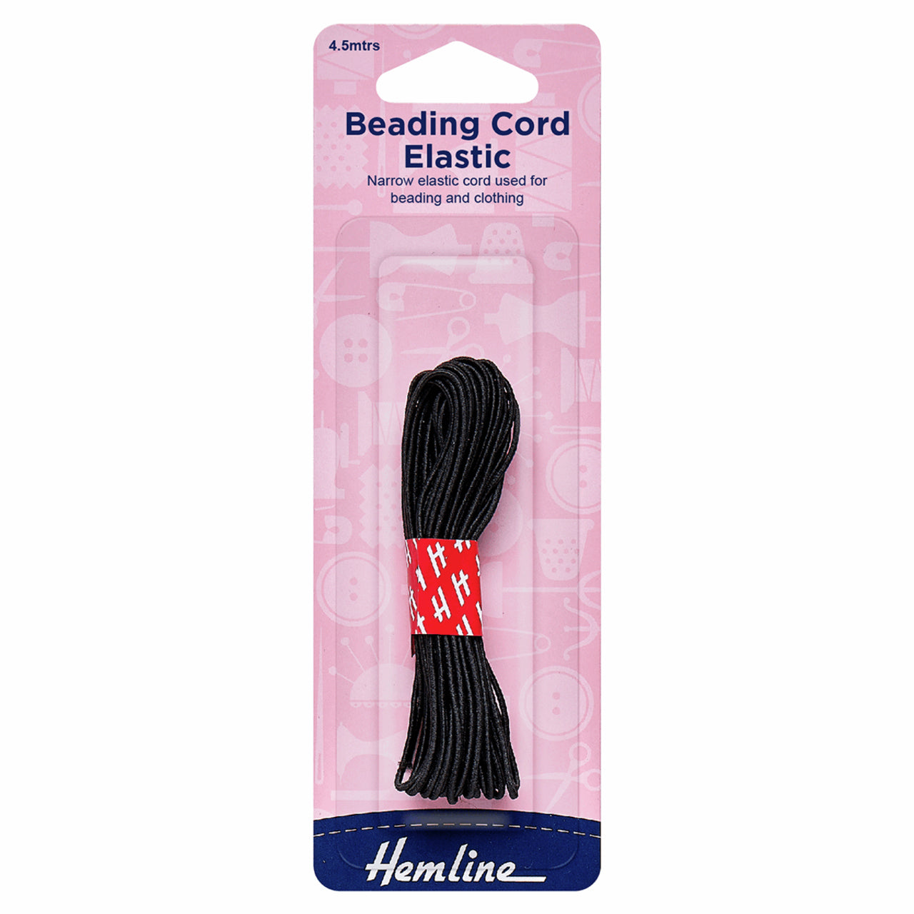 Hemline Elastic Beading Cord 4.5m x 1.3mm - Black