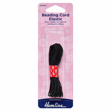 Hemline Elastic Beading Cord 4.5m x 1.3mm - Black