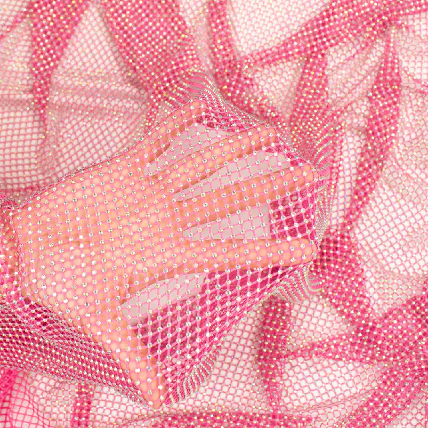 Holographic Diamante/Rhinestone Stretch Mesh