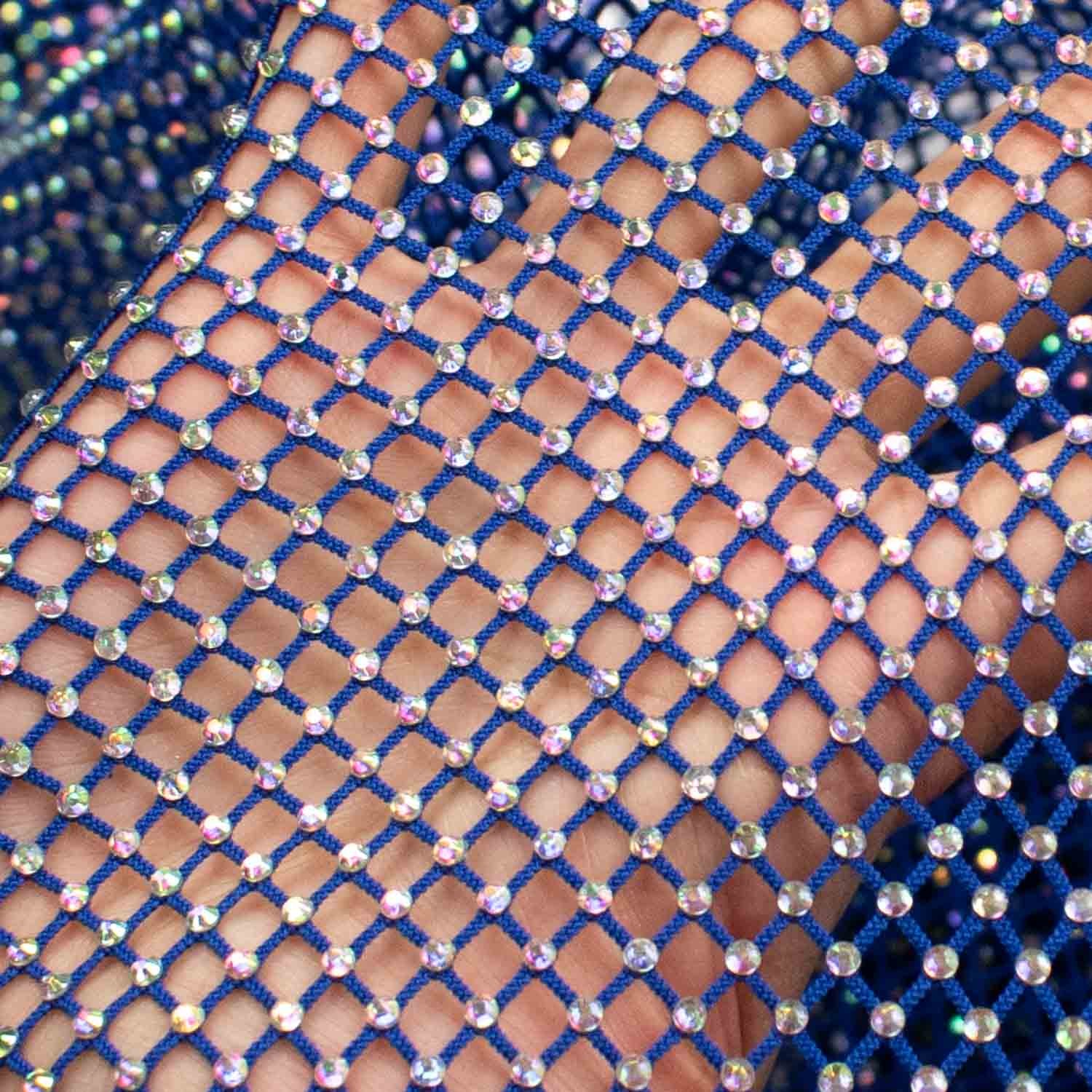 Holographic Diamante/Rhinestone Stretch Mesh