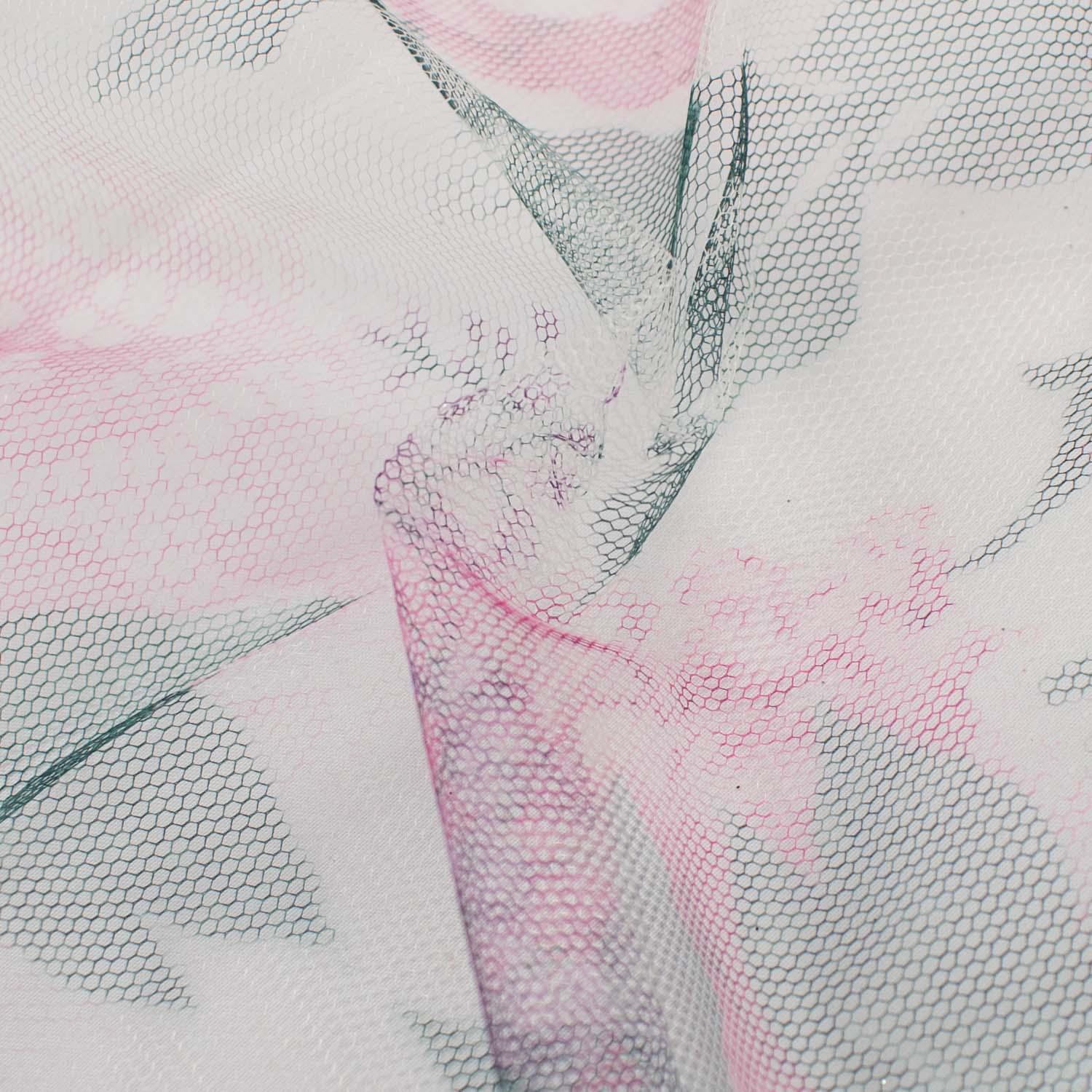 Digital Printed Fine Soft English Tulle Hot Pink Rose