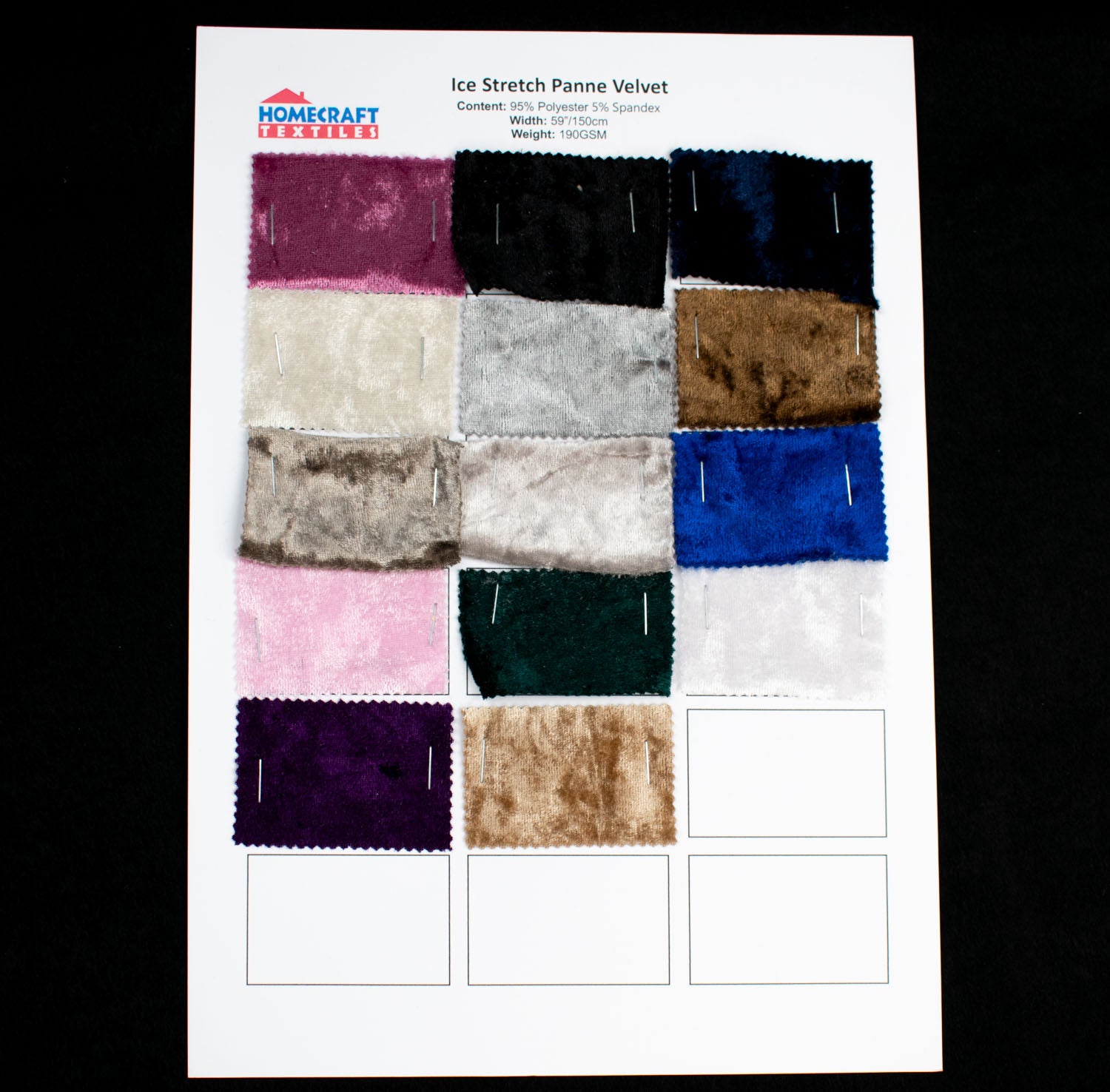 Ice Stretch Panne Velvet Sample Book