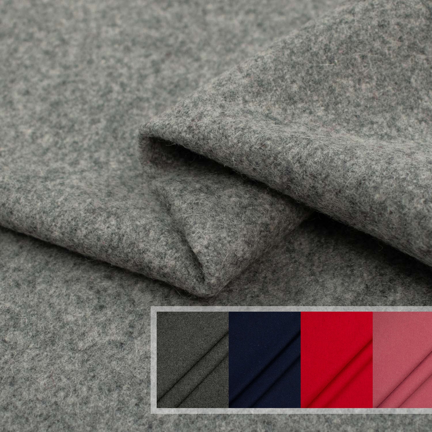 Italian Wool Felt Coating Light Melange Grey