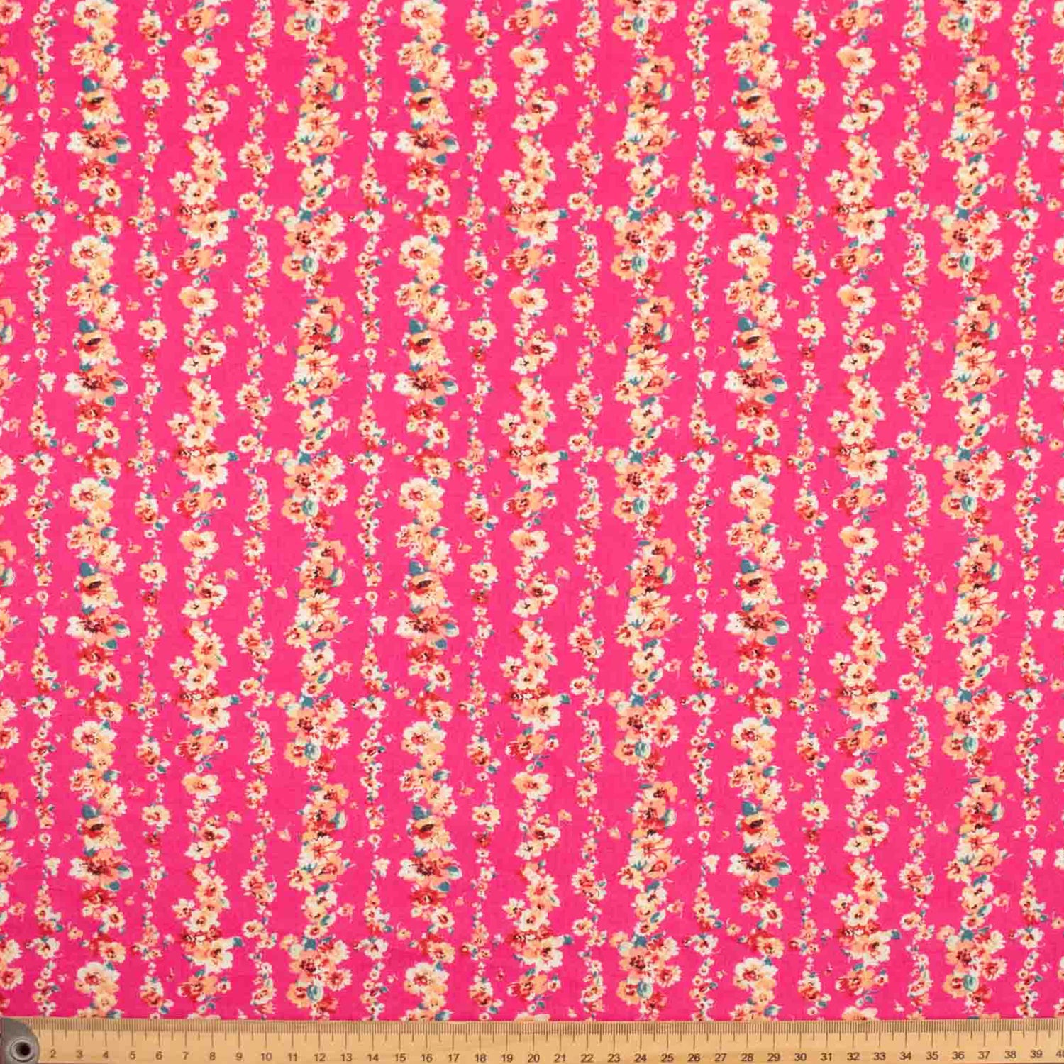Japanese Pure Cotton Lawn Prints Design-621 Orange Floral Vines on Pink