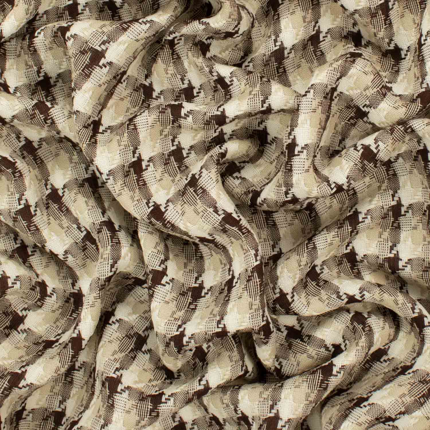Japanese Loose Weave Brown Houndstooth Check Wool Suiting