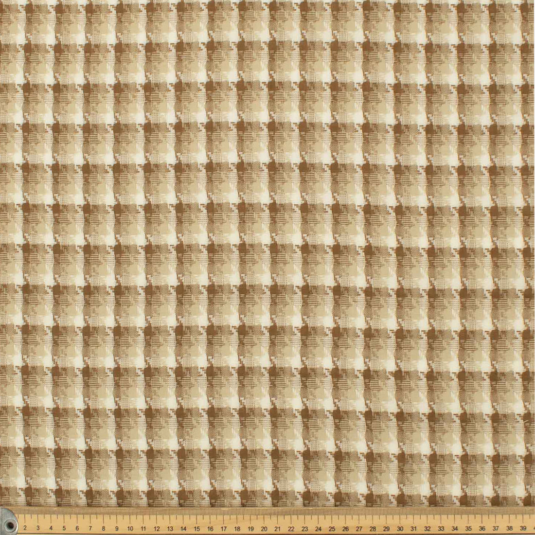 Japanese Loose Weave Caramel Houndstooth Check Wool Suiting