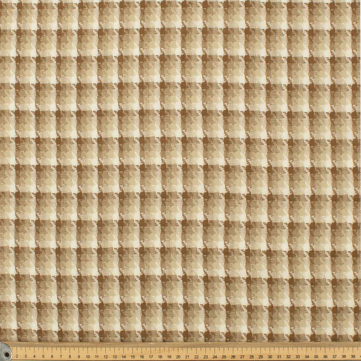 Japanese Loose Weave Caramel Houndstooth Check Wool Suiting