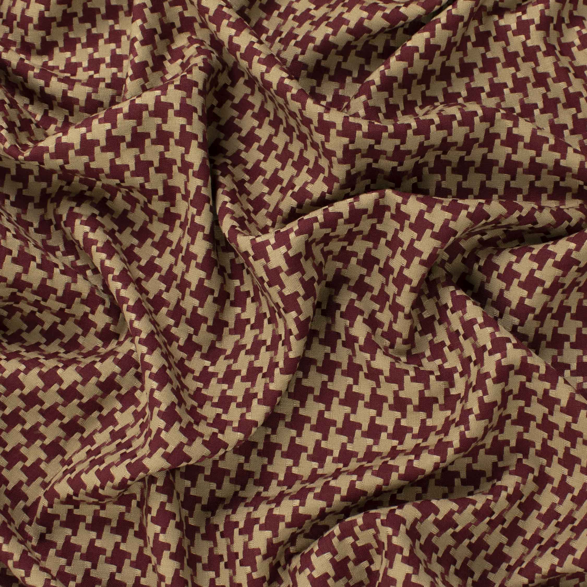 Japanese Loose Weave Red & Beige Houndstooth Check Suiting