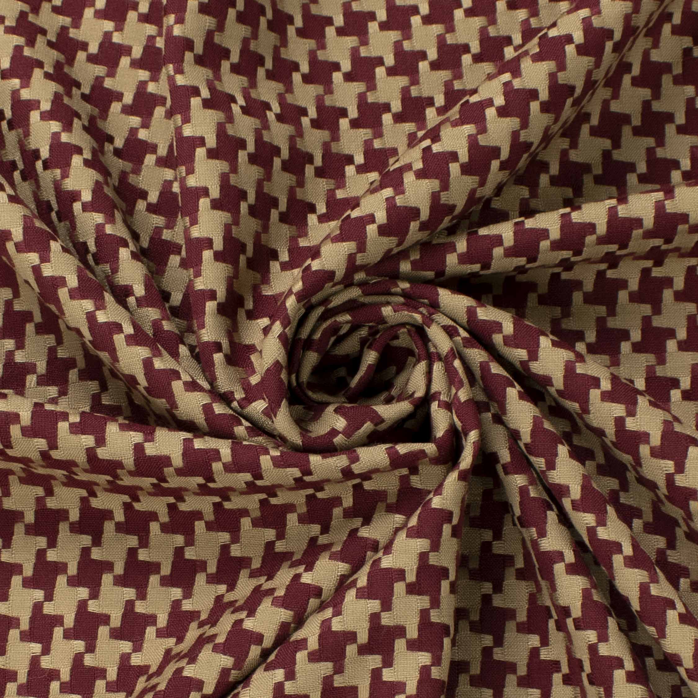 Japanese Loose Weave Red & Beige Houndstooth Check Suiting