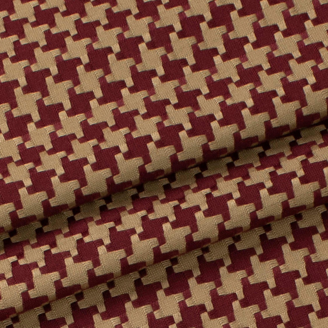 Japanese Loose Weave Red & Beige Houndstooth Check Suiting
