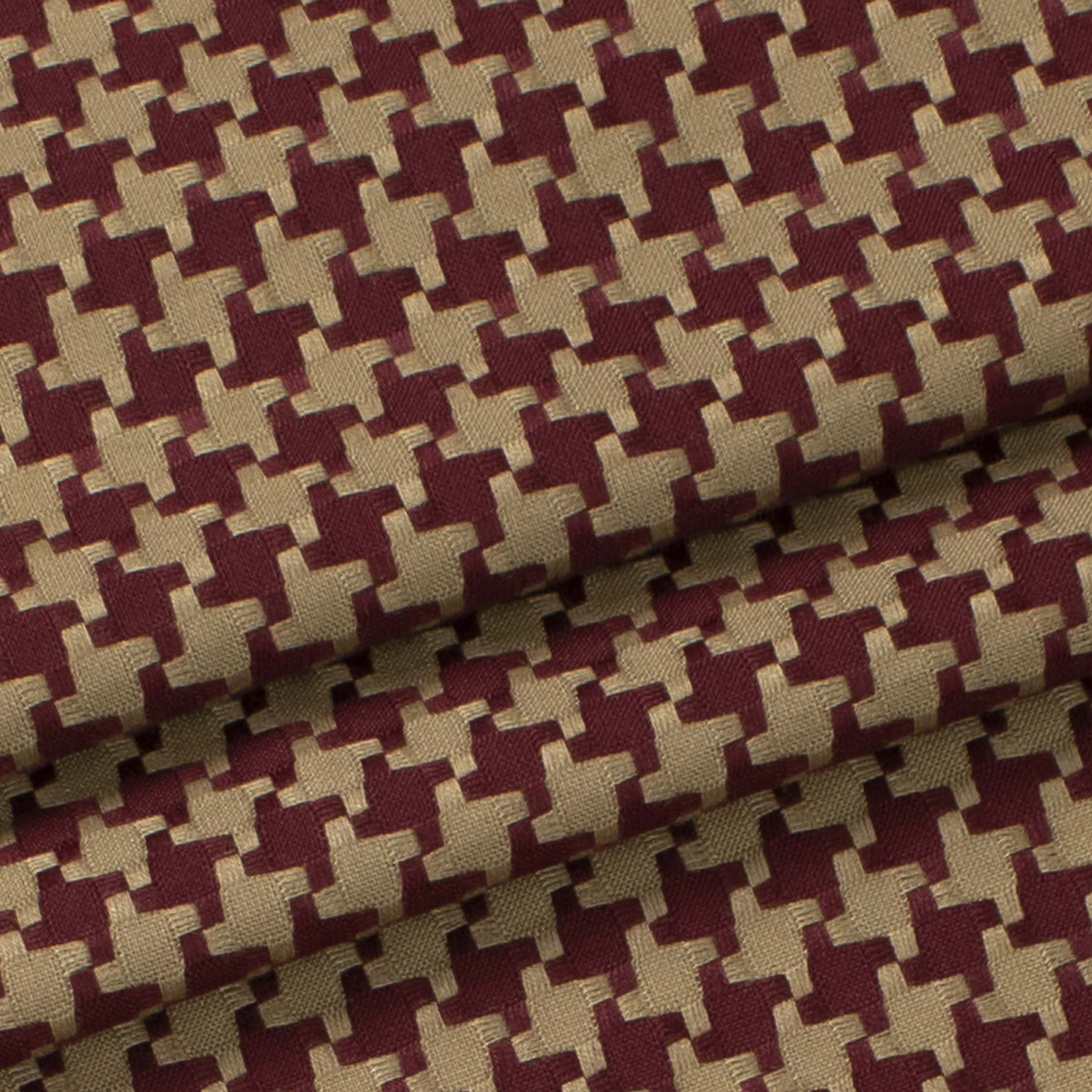 Japanese Loose Weave Red & Beige Houndstooth Check Suiting
