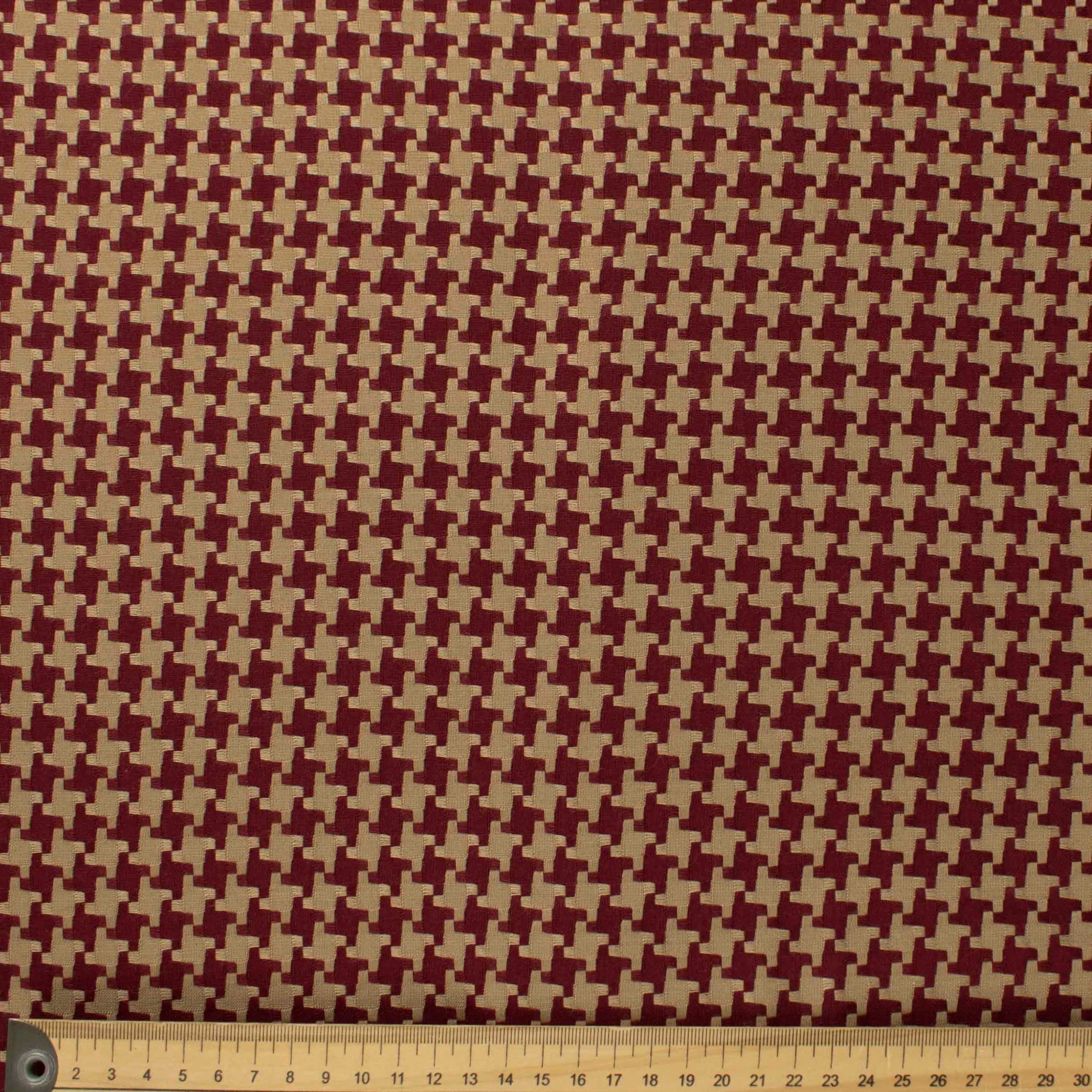 Japanese Loose Weave Red & Beige Houndstooth Check Suiting