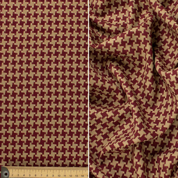 Japanese Loose Weave Red & Beige Houndstooth Check Suiting